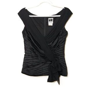 T Tadashi Shoji 100% Silk Pleated Faux Wrap Top Sz 8